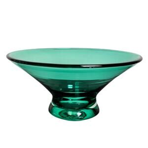 Vintage MCM Blenko Sea Green HandBlown Art Glass Conical Shaped Centerpiece Bowl